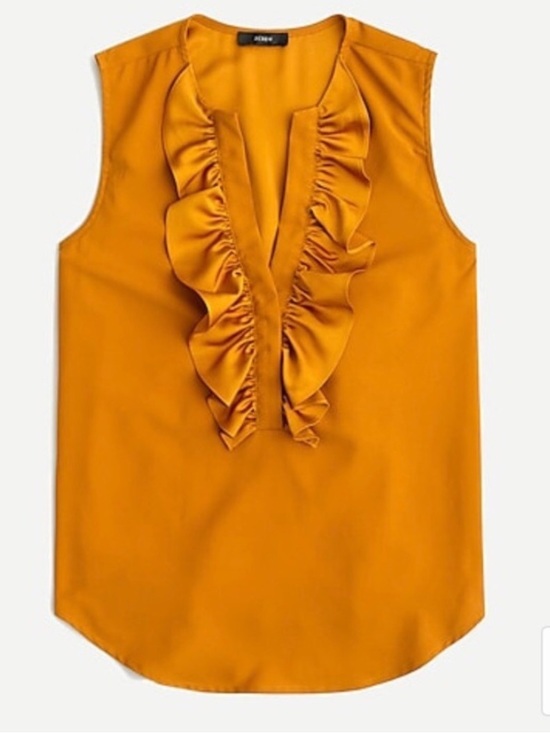 J. Crew Tops - NWOT J. Crew Mustard Ruffle V-Neck Sleeveless Top Size Large